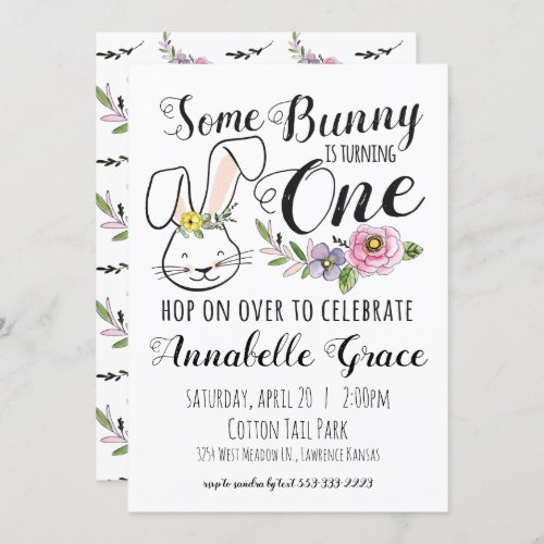 Bunny First Birthday Invitation