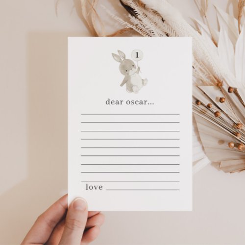 Bunny First Birthday Time Capsule Note Card