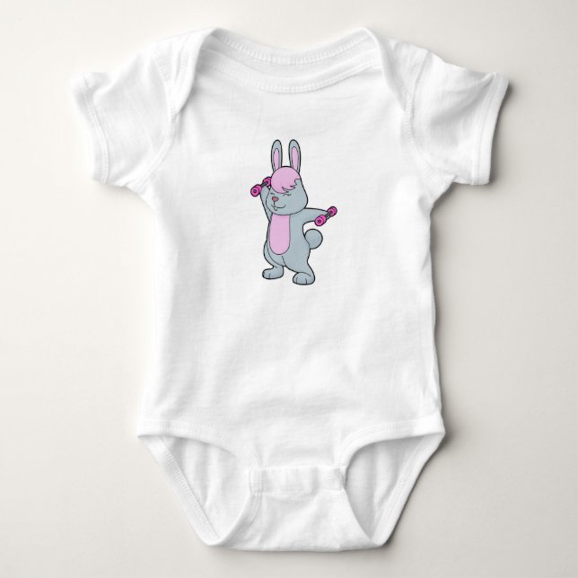 Bunny Fitness Dumbbell Baby Bodysuit (Front)