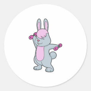 Bunny Fitness Dumbbell Classic Round Sticker