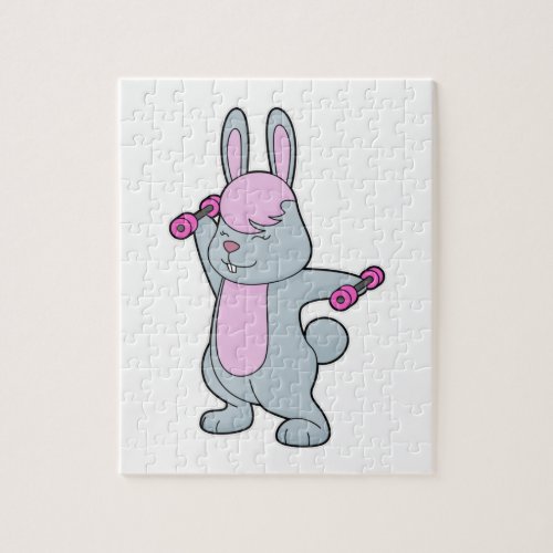 Bunny Fitness Dumbbell Jigsaw Puzzle