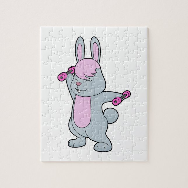 Bunny Fitness Dumbbell Jigsaw Puzzle (Vertical)