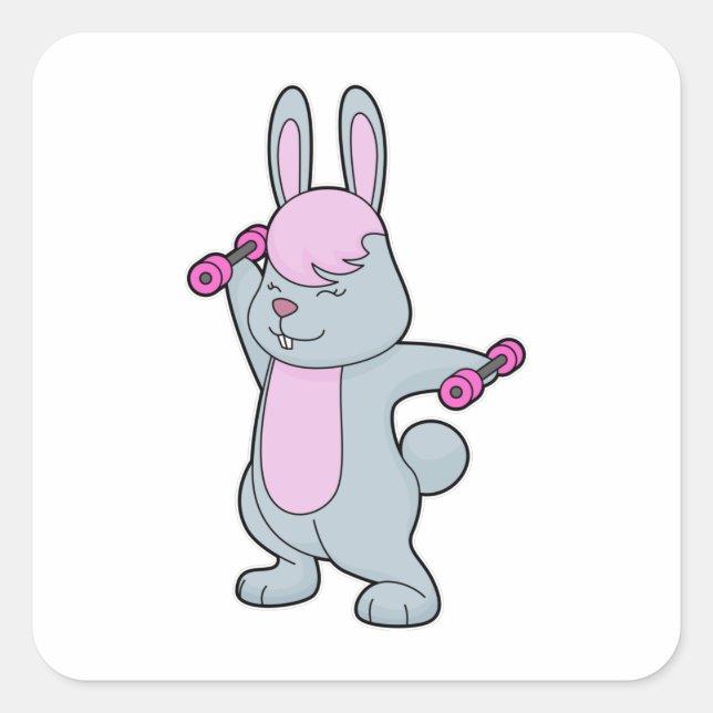 Bunny Fitness Dumbbell Square Sticker (Front)