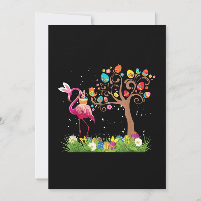 Bunny Flamingo Easter 2021 | Cute Flamingo Lovers Holiday Card (Front)