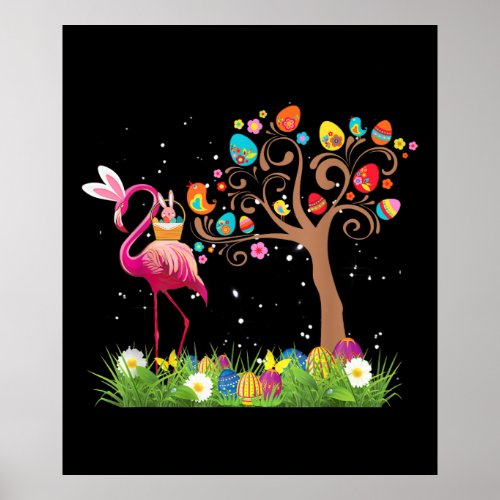Bunny Flamingo Easter 2021  Cute Flamingo Lovers Poster