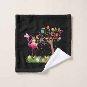 Bunny Flamingo Easter 2021 Cute Flamingo Lovers Wash Cloth