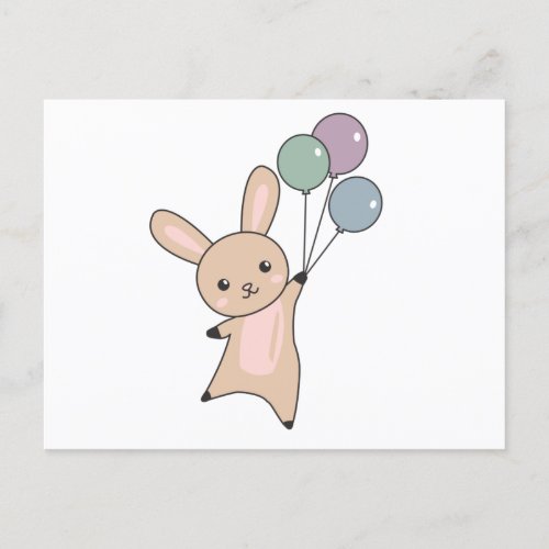 Bunny Flies Balloons Above Cute Animals For Kids Postcard