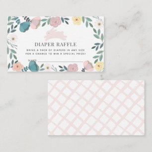 Bunny Floral Baby Shower Diaper Raffle Ticket Enclosure Card
