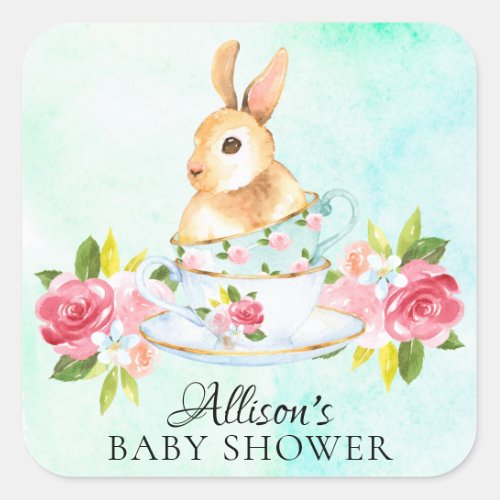 Bunny Floral Baby Tea Party Envelope Seal