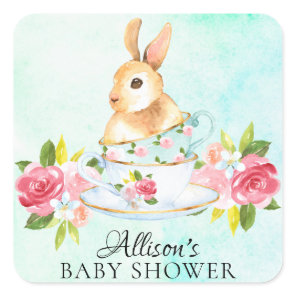 Bunny Floral Baby Tea Party Envelope Seal