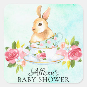 Bunny Floral Baby Tea Party Envelope Seal