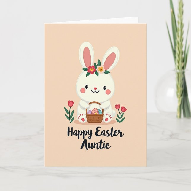Bunny Floral Basket Eggs Card (Front)