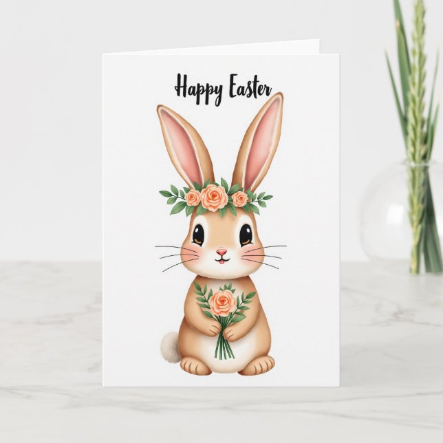 Bunny Floral Easter Card (Front)