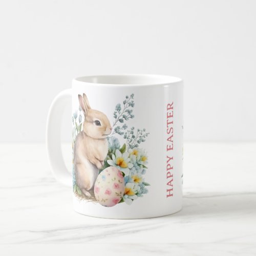 Bunny  Floral Egg  Coffee Mug
