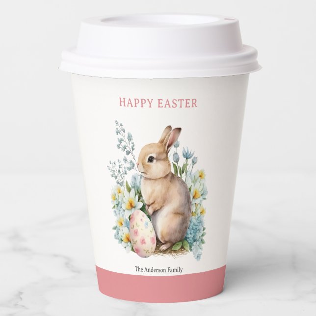Bunny & Floral Egg Paper Cups (Front)