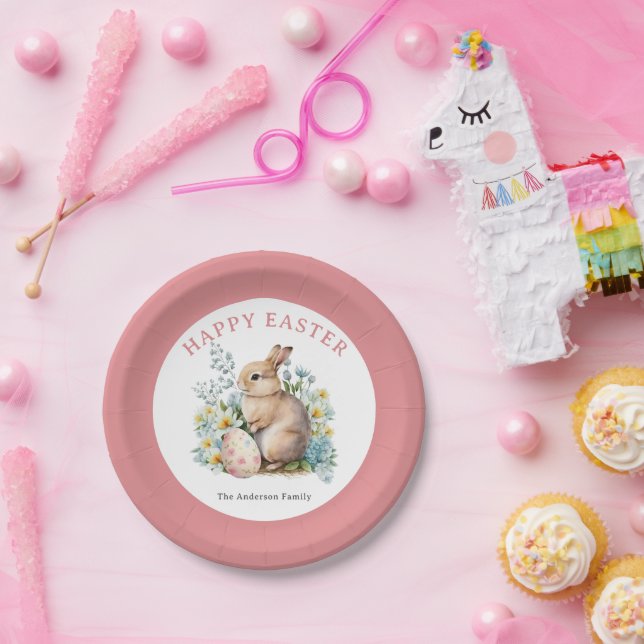Bunny & Floral Egg Paper Plates (Party)