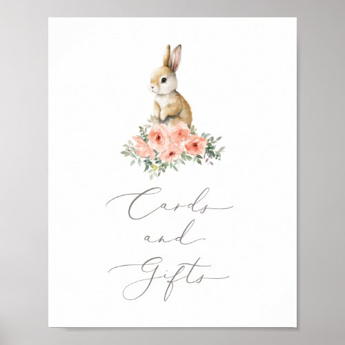 Bunny Floral Girl Birthday Cards and Gifts Sign