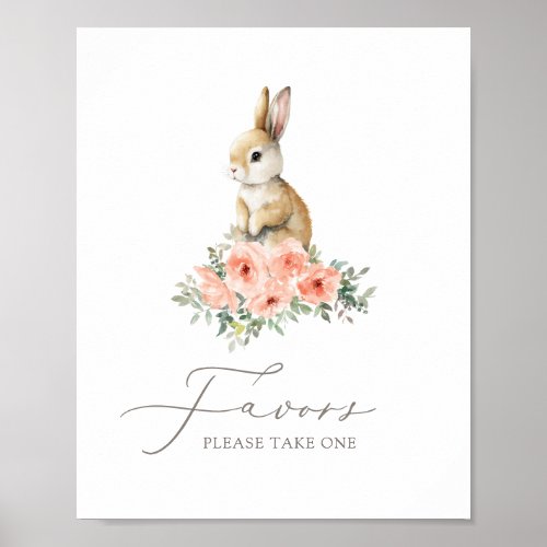 Bunny Floral Girl Birthday Party Favors Sign