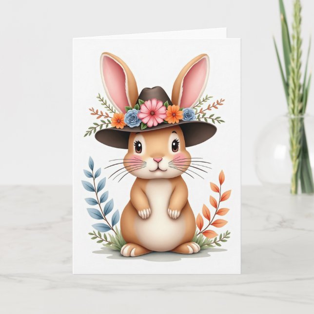 Bunny Floral Hat Pattern Card (Front)