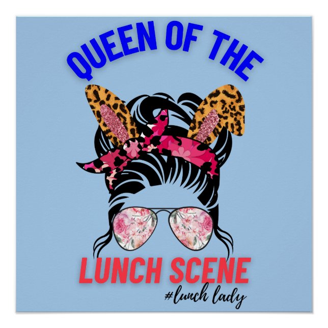 Bunny floral lunch lady poster (Front)