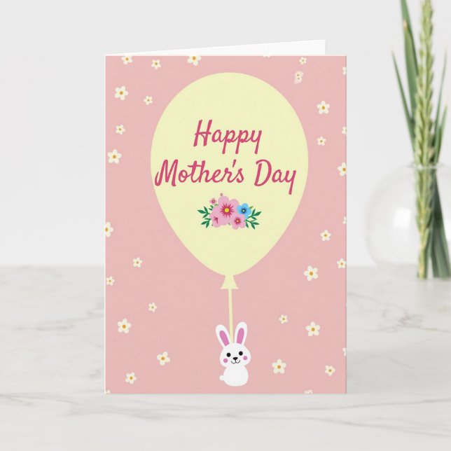 Bunny Floral Mothers Day Card (Front)