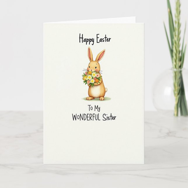 Bunny Floral Sister Easter Card (Front)