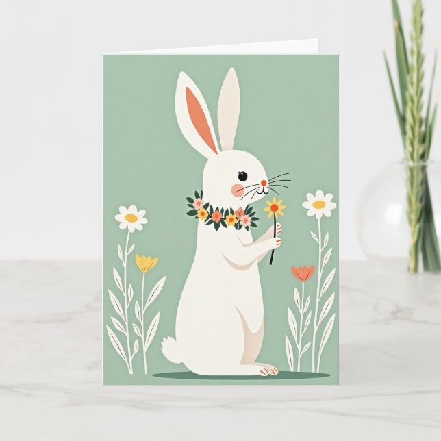 Bunny Floral Spring Time Card (Front)