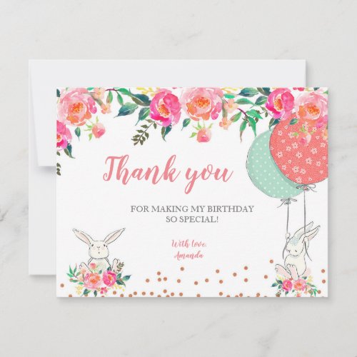 Bunny Floral Thank you card