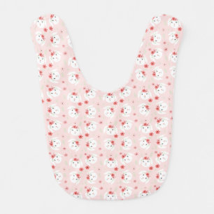 Bunny Flower Crown Pink Baby Bib