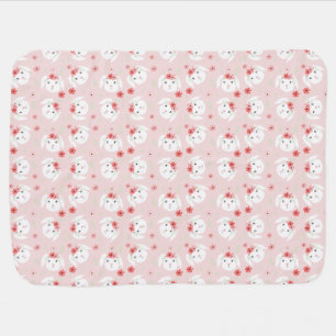Bunny Flower Crown Pink Baby Blanket