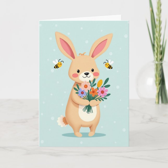 Bunny Flower Friend Card (Front)