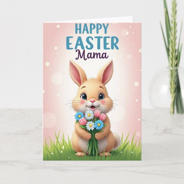 Bunny Flowers For Mom Card (Front)