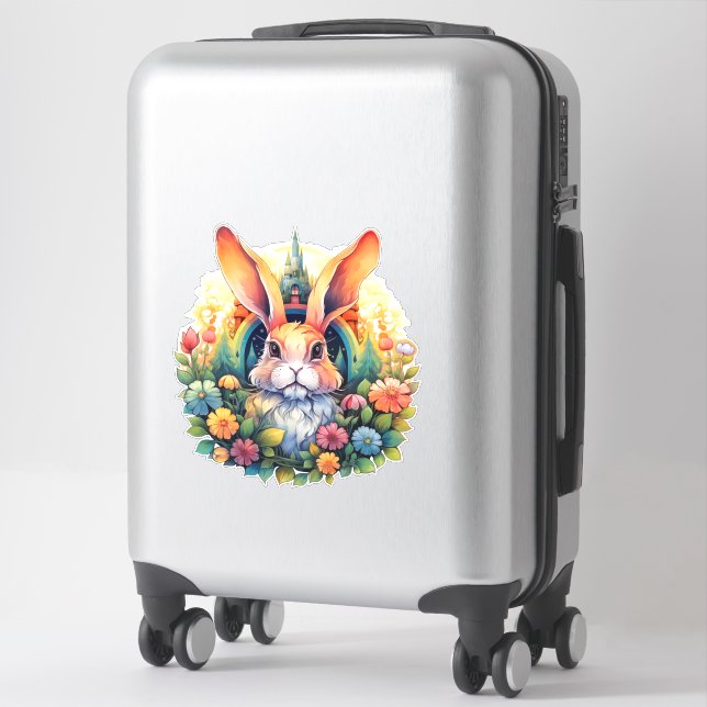 Bunny flowers mountains flowers 17 sticker (Suitcase)