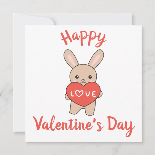 Bunny For Valentines Day Cute Animals With Hears Holiday Card