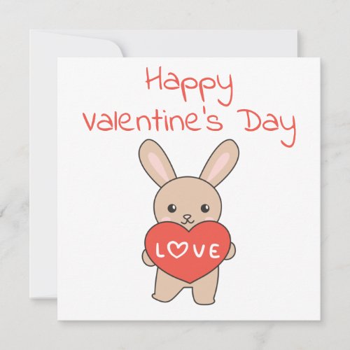 Bunny For Valentines Day Cute Animals With Hearts Holiday Card