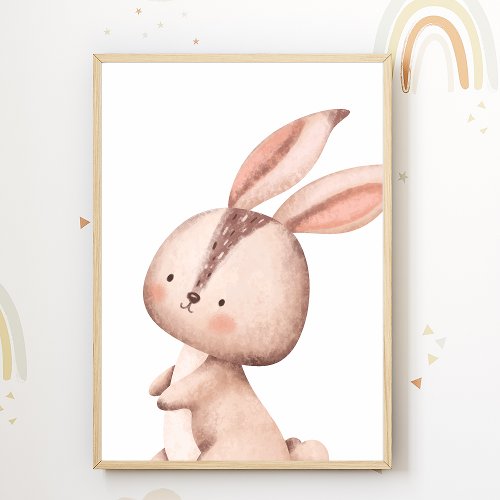 Bunny Forest Animal Nursery Poster Kids Room Decor