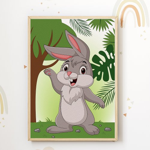 Bunny Forest Nursery Print Kids Room Poster