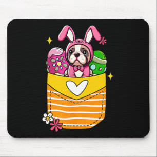 Bunny French Bulldog Easter Chocolate Eggs Inside  Mouse Pad
