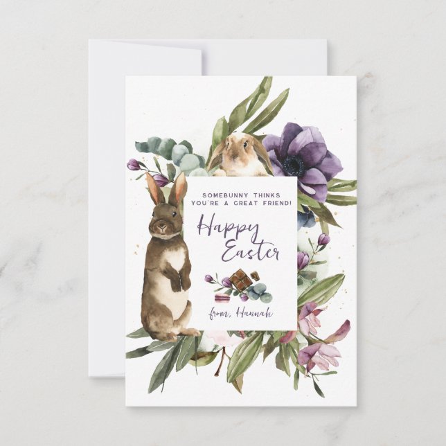 Bunny Friend Kids Easter Classroom Cards (Front)