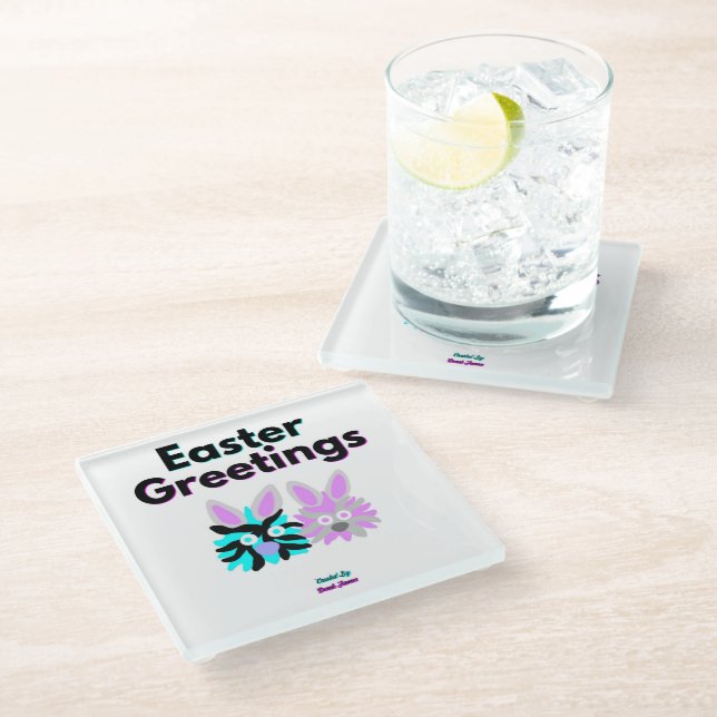 Bunny Fuzzies Glass Coaster (Angled)