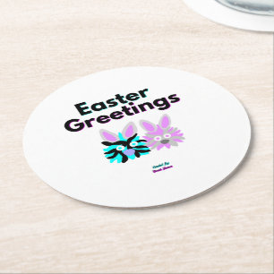 Bunny Fuzzies Round Paper Coaster
