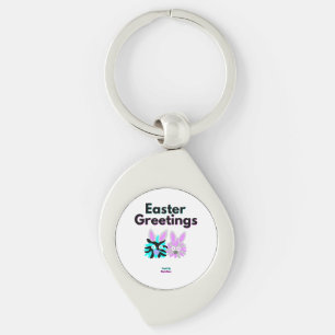 Bunny Fuzzies Swirl Metal Keychain