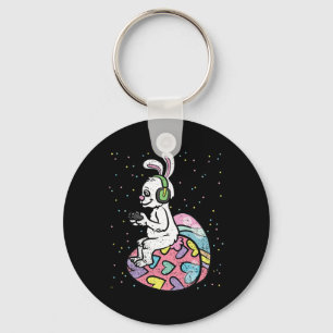 Bunny Gamer Easter Gaming Game Controller Egg Hunt Keychain