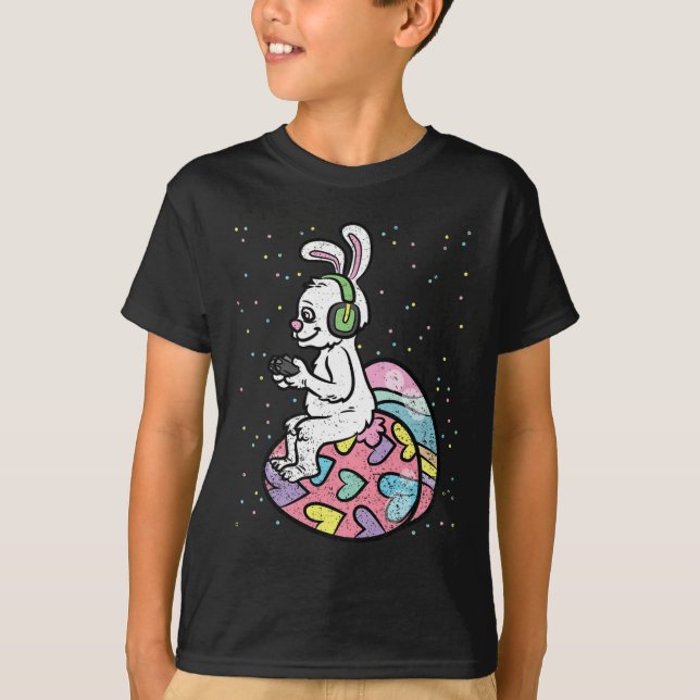 Bunny Gamer Easter Gaming Game Controller Egg Hunt T-Shirt (Front)