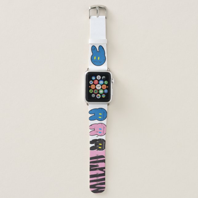 Bunny Gang Grid Pattern Aesthetic Watch Strap (Front)