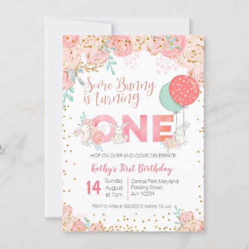 Bunny Garden Spring Birthday Party Invitation