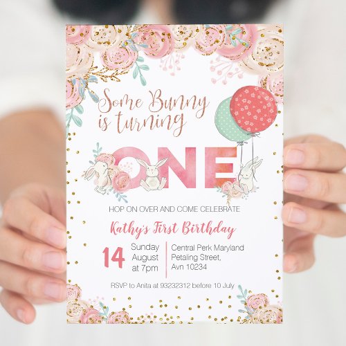 Bunny Garden Spring Birthday Party Invitation