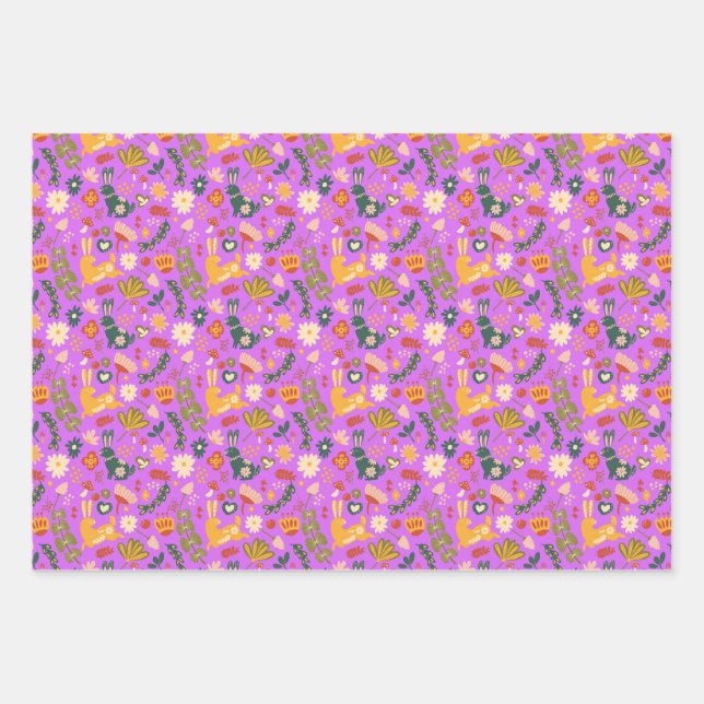 Bunny Garden Wrapping Paper Sheets (Front)