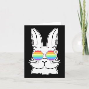 Bunny Gay Pride Lgbtq Bunny Rainbow Sungles Happy  Card