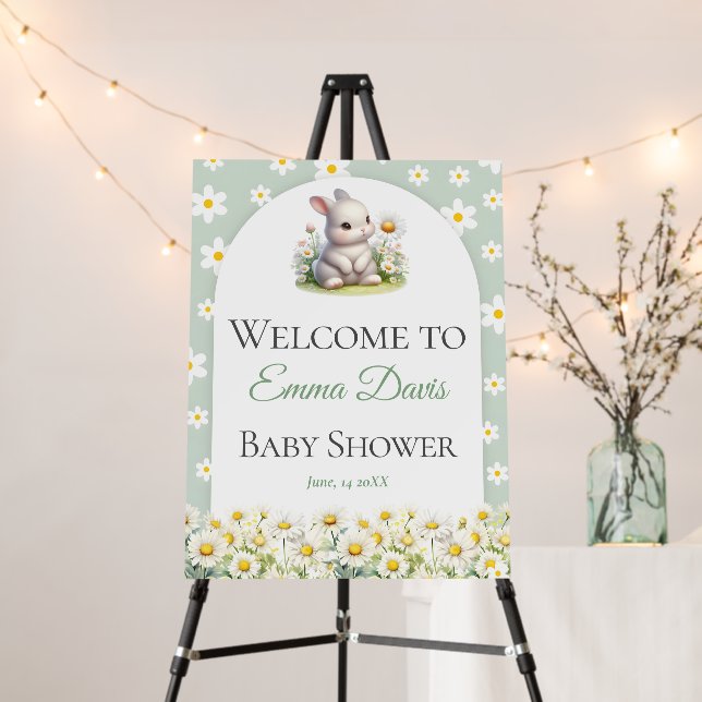 Bunny Gender Neutral Baby Baby Shower Welcome Sign (In Situ (Stand))